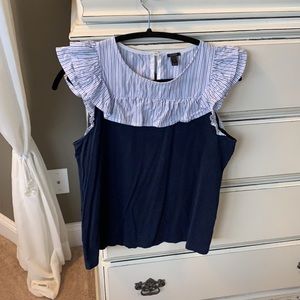 J crew ruffled seer sucker top